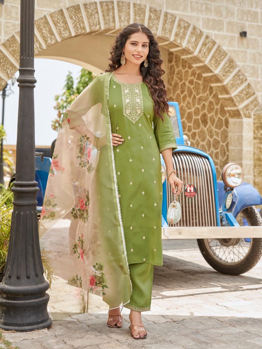 scorpio by aanchi designer roman shimmer fully stitch suit for ladies 