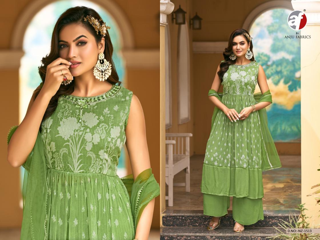NZ 1513 BY ANJU FAB CORCHET GEORGETTE READYMADE UNIQUE PLAZZO KURTI WITH DUPATTA  