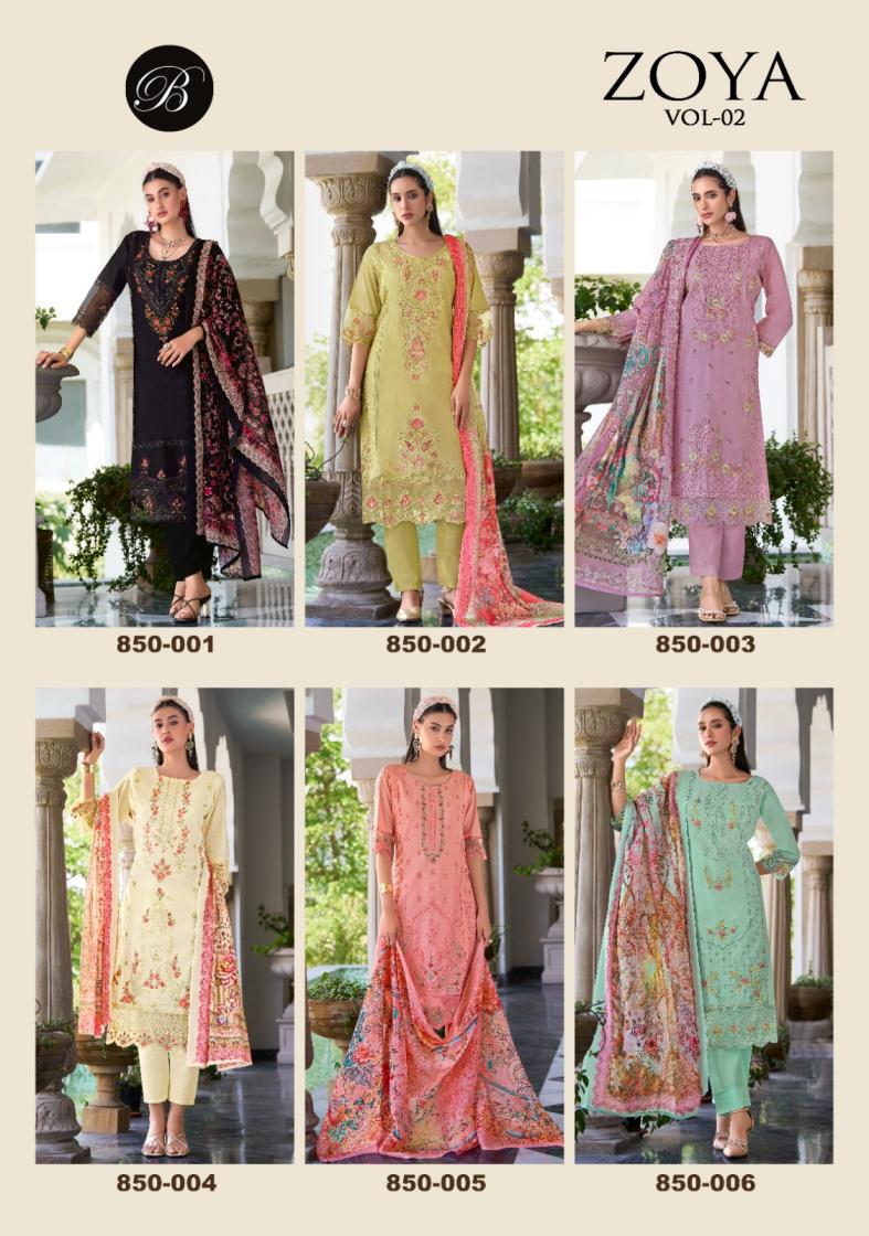 ZOYA VOL 2 BY BELLIZA DESIGNER COTTON CLASSIC PLUS SIZE PAKISTANI 3 PIECE SUITS 