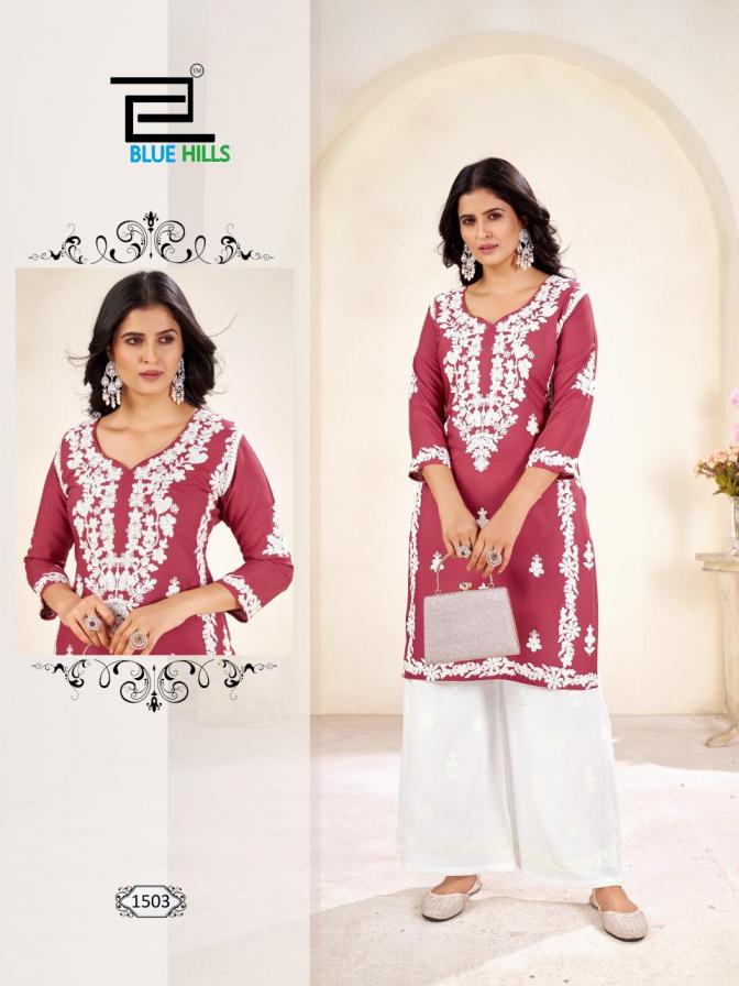 victoria vol 15 by blue hills rayon classic readymade big size kurti with plazzo set