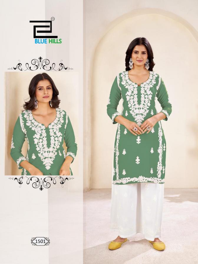 victoria vol 15 by blue hills rayon classic readymade big size kurti with plazzo set