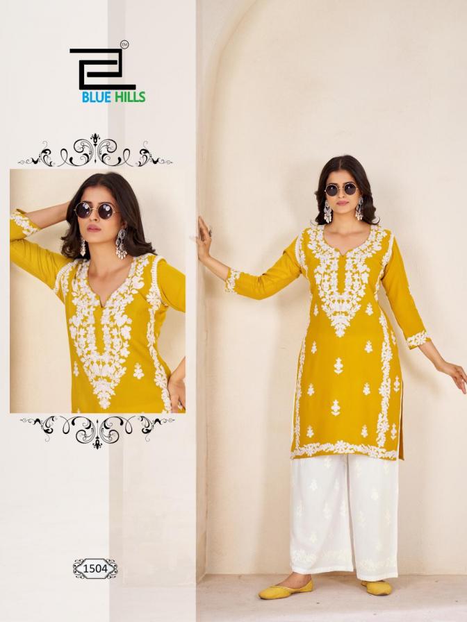 victoria vol 15 by blue hills rayon classic readymade big size kurti with plazzo set