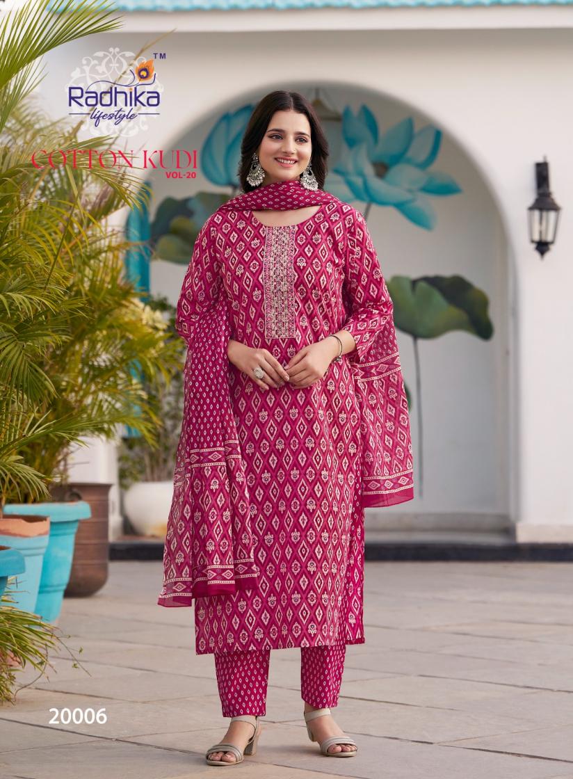 RADHIKA LIFESTYLE COTTON KUDI VOL 20 STYLISH PLUSH SIZE 3PCS DRESS