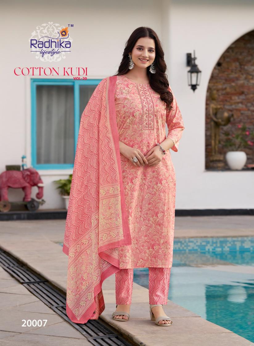 RADHIKA LIFESTYLE COTTON KUDI VOL 20 STYLISH PLUSH SIZE 3PCS DRESS