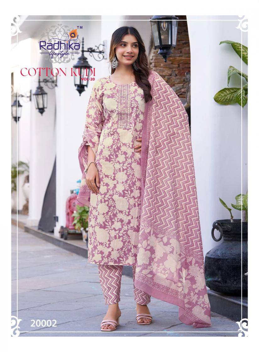 RADHIKA LIFESTYLE COTTON KUDI VOL 20 STYLISH PLUSH SIZE 3PCS DRESS
