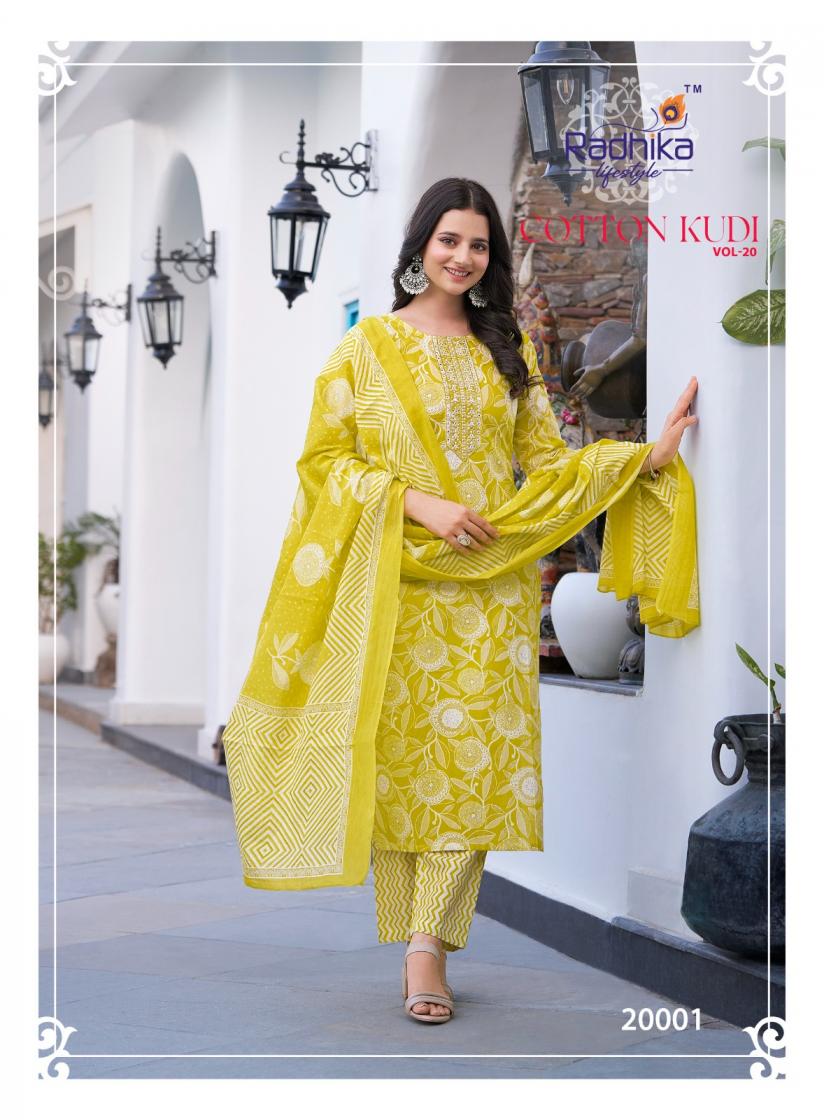 RADHIKA LIFESTYLE COTTON KUDI VOL 20 STYLISH PLUSH SIZE 3PCS DRESS