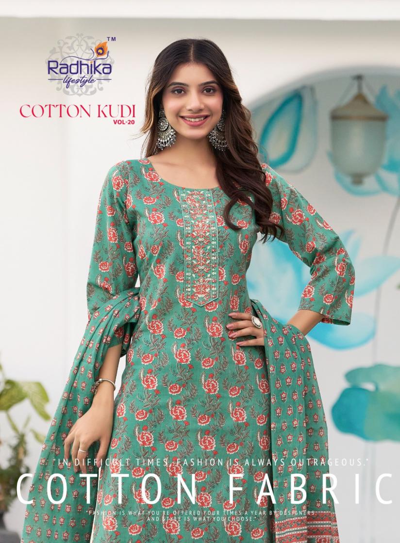 RADHIKA LIFESTYLE COTTON KUDI VOL 20 STYLISH PLUSH SIZE 3PCS DRESS