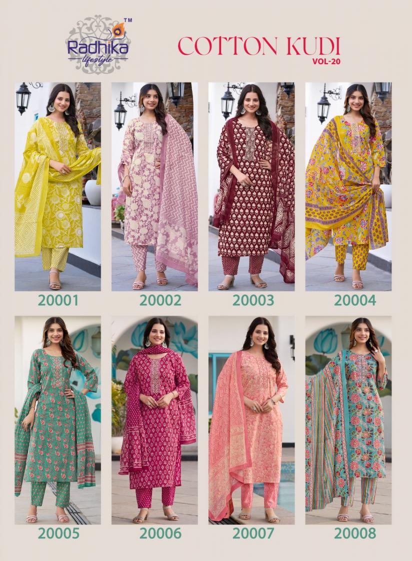RADHIKA LIFESTYLE COTTON KUDI VOL 20 STYLISH PLUSH SIZE 3PCS DRESS