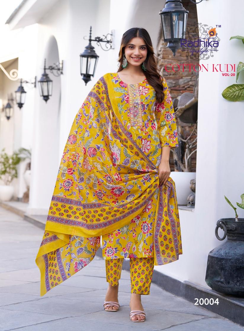 RADHIKA LIFESTYLE COTTON KUDI VOL 20 STYLISH PLUSH SIZE 3PCS DRESS