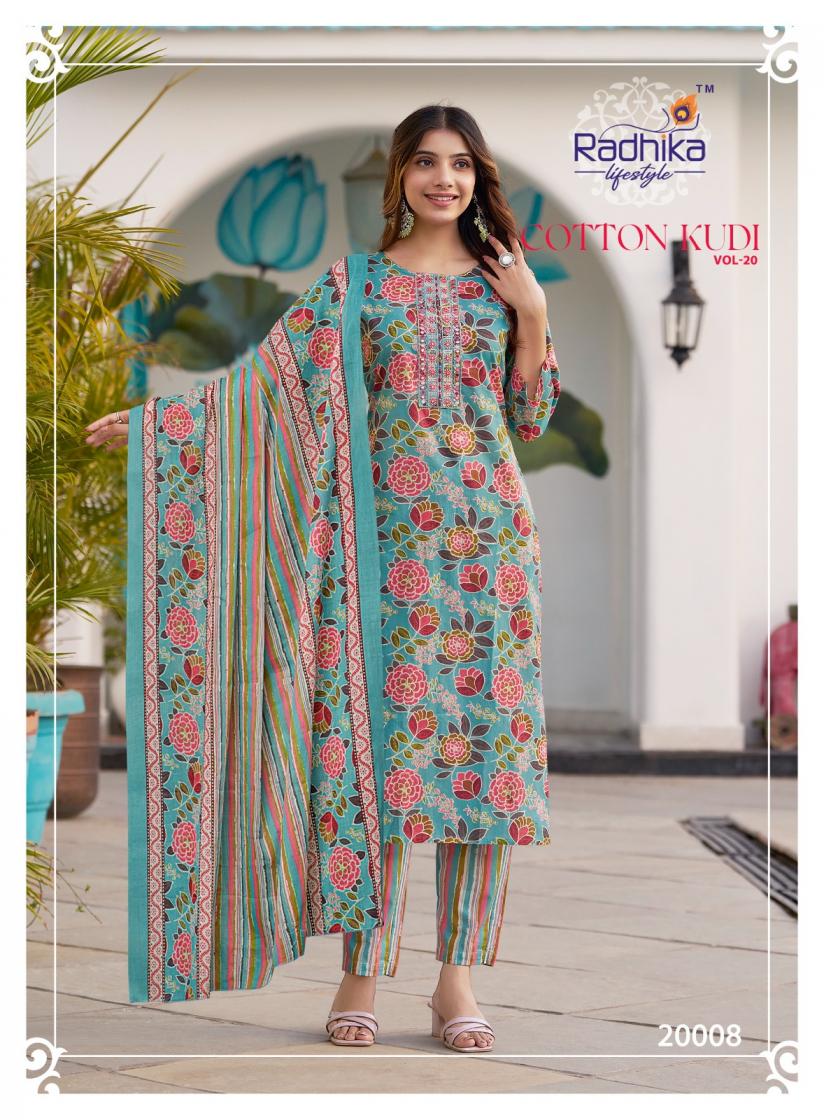 RADHIKA LIFESTYLE COTTON KUDI VOL 20 STYLISH PLUSH SIZE 3PCS DRESS