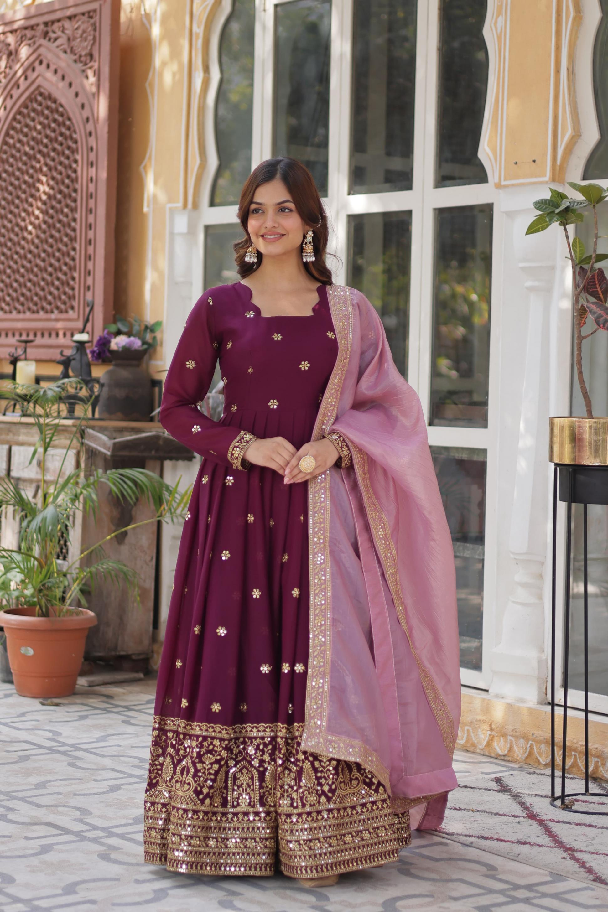 KA 1142 HIT DESIGN STAR GEORGETTE FULL STITCH GOWN WITH DUPATTA 