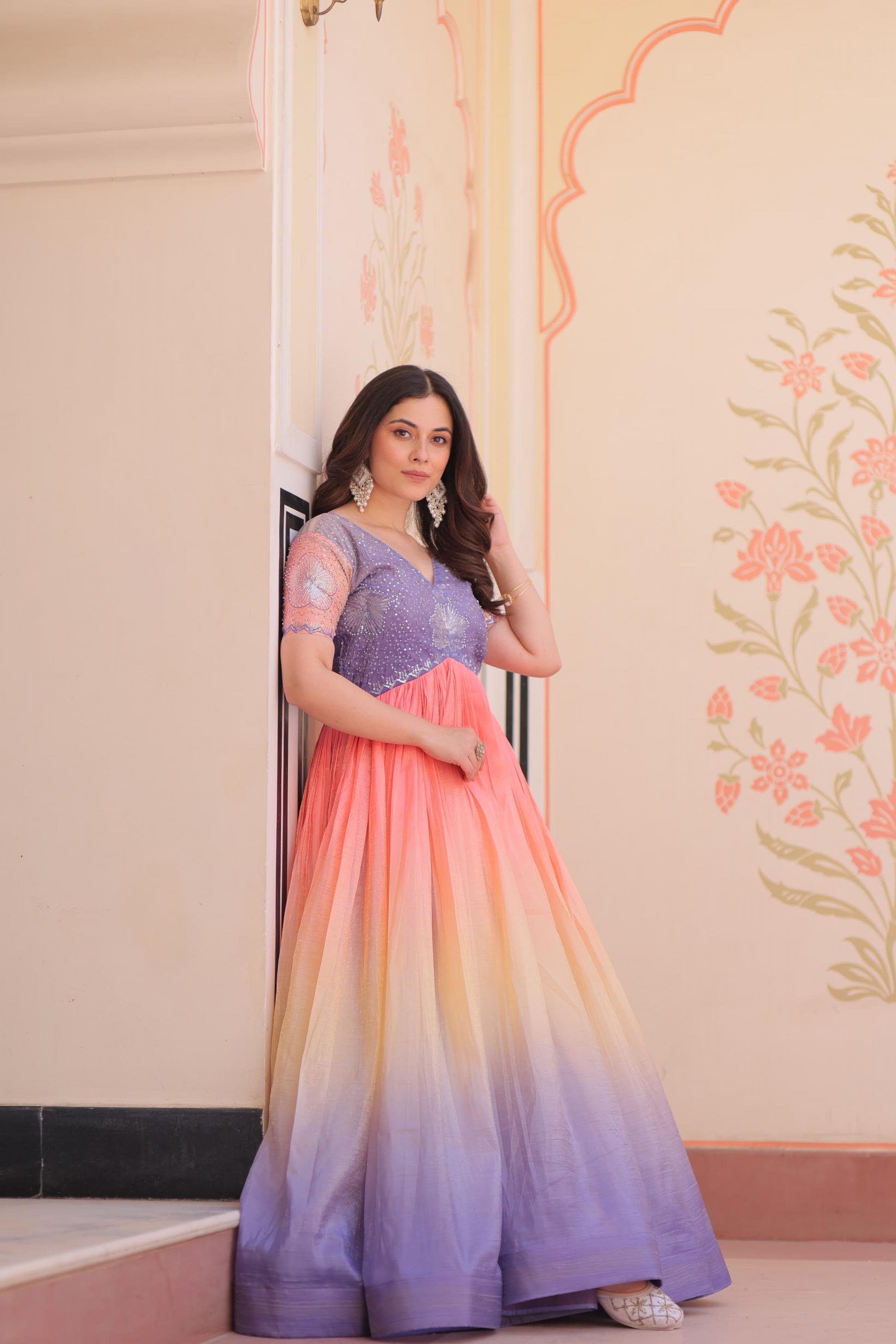 KA 1169 GOLD CRUSH READYMADE PARTY WEAR GOWN FOR LADIES 
