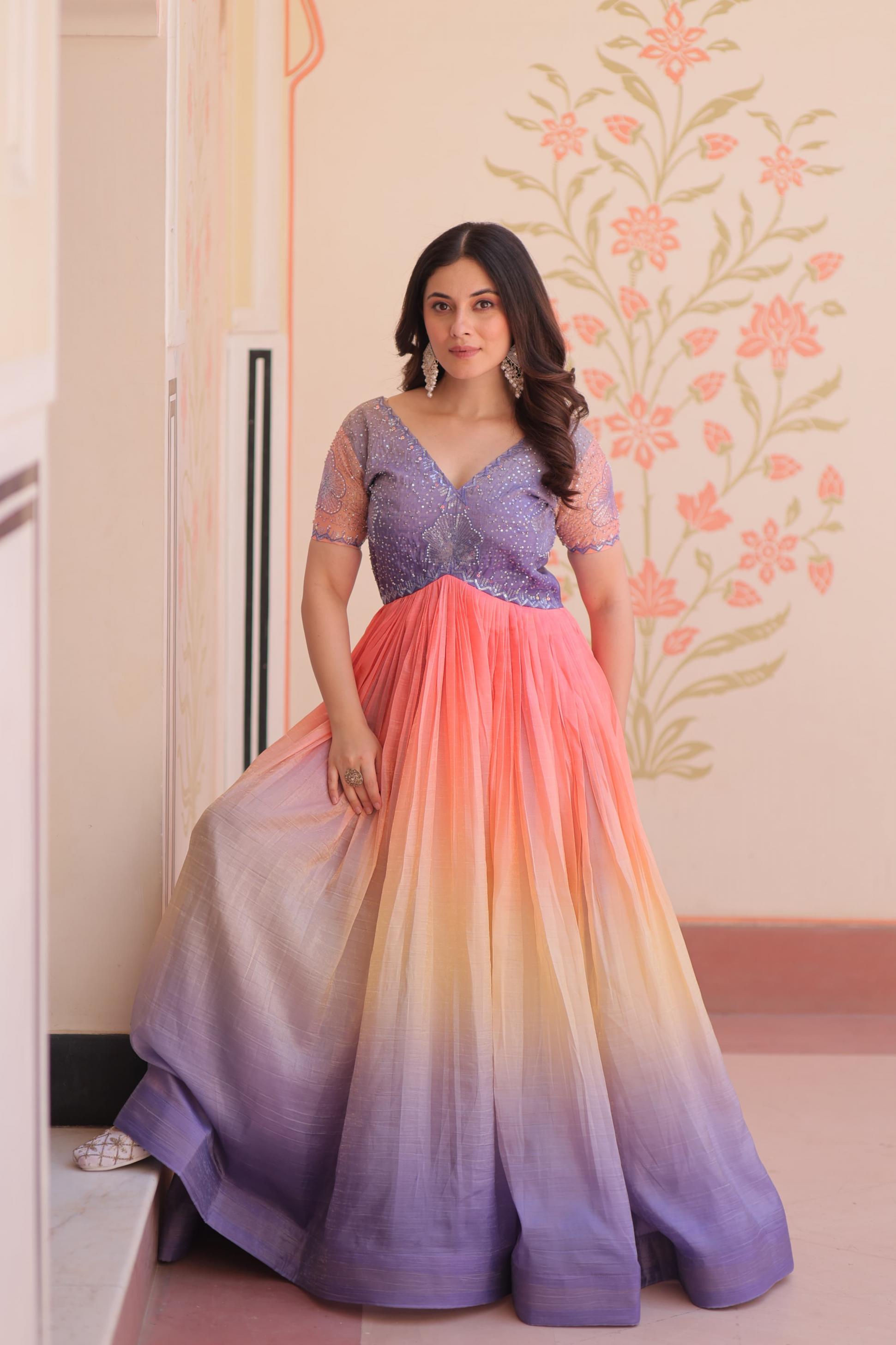 KA 1169 GOLD CRUSH READYMADE PARTY WEAR GOWN FOR LADIES 