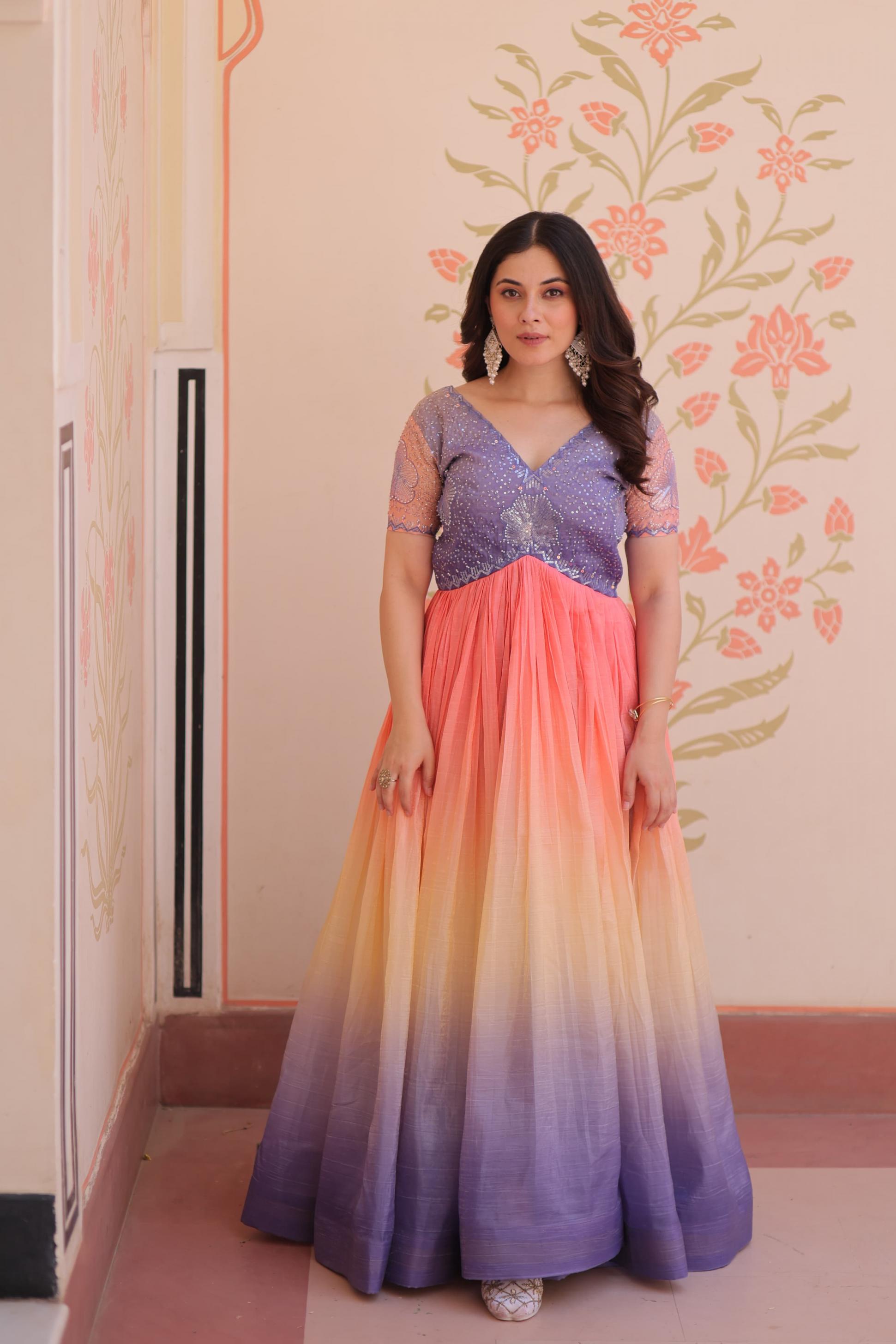 KA 1169 GOLD CRUSH READYMADE PARTY WEAR GOWN FOR LADIES 