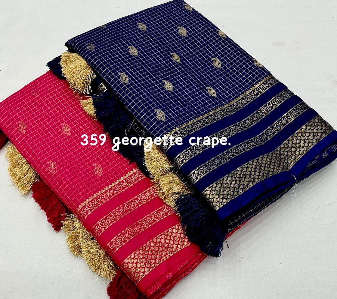 kc 359 crape georgette ethnic style zari woven chex sarees