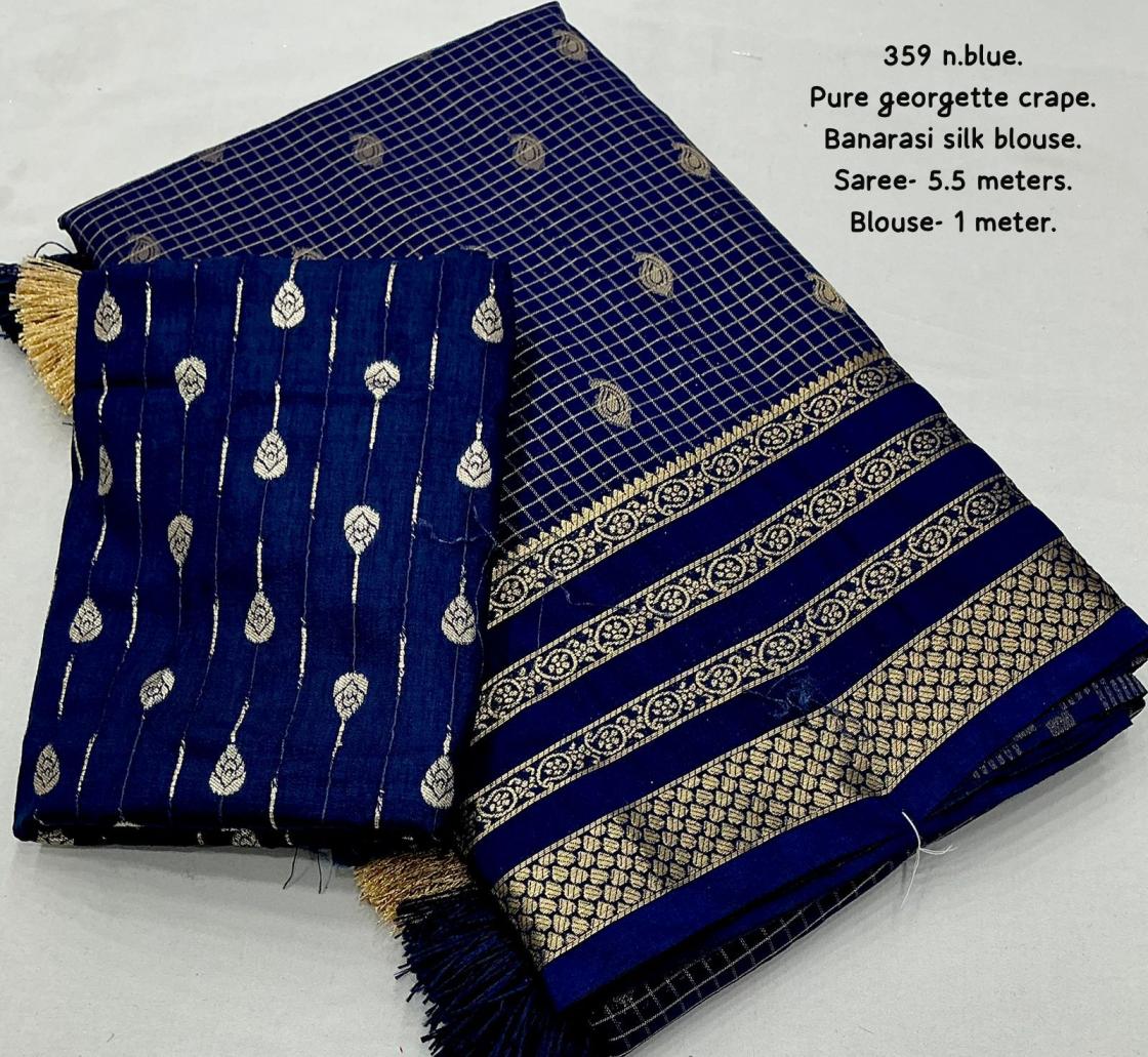kc 359 crape georgette ethnic style zari woven chex sarees