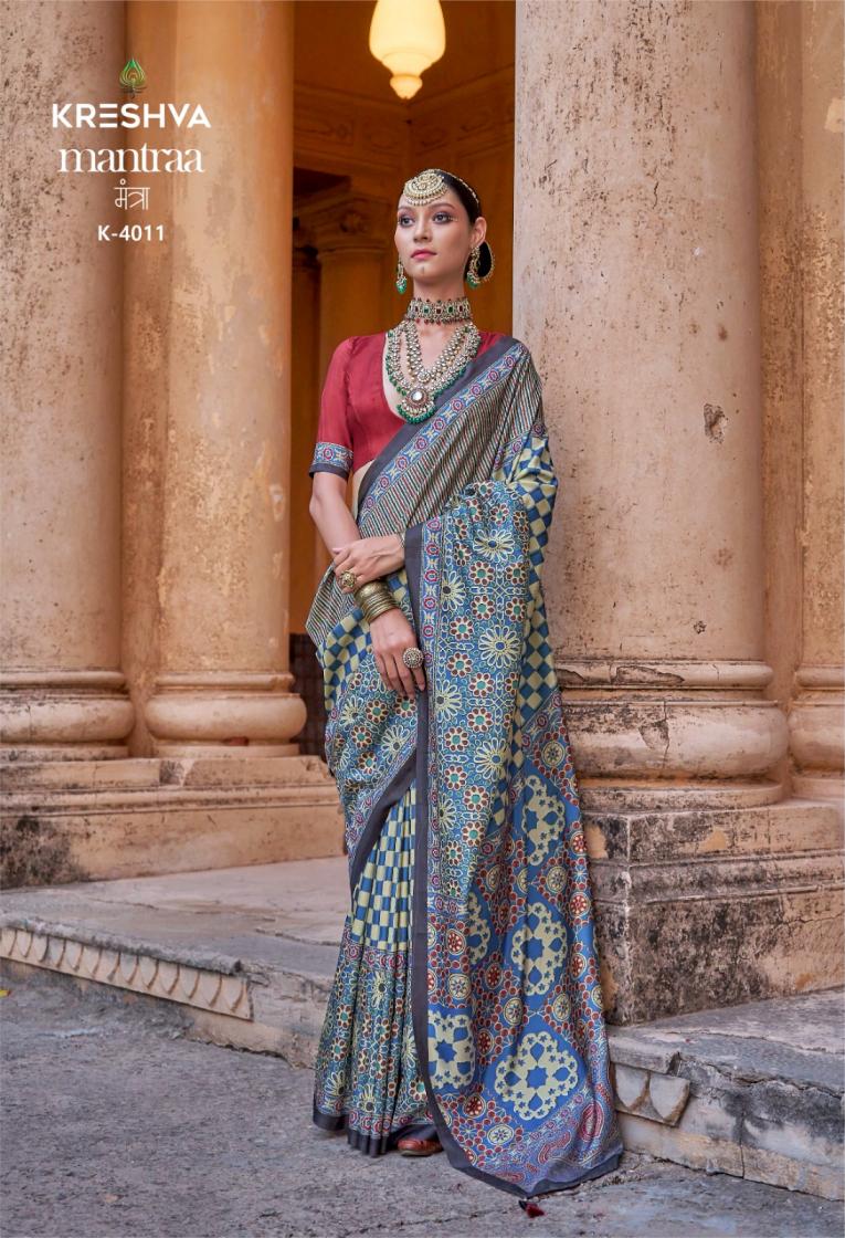 mantra by kreshva 4005-4014 silk party wear saree for womens 