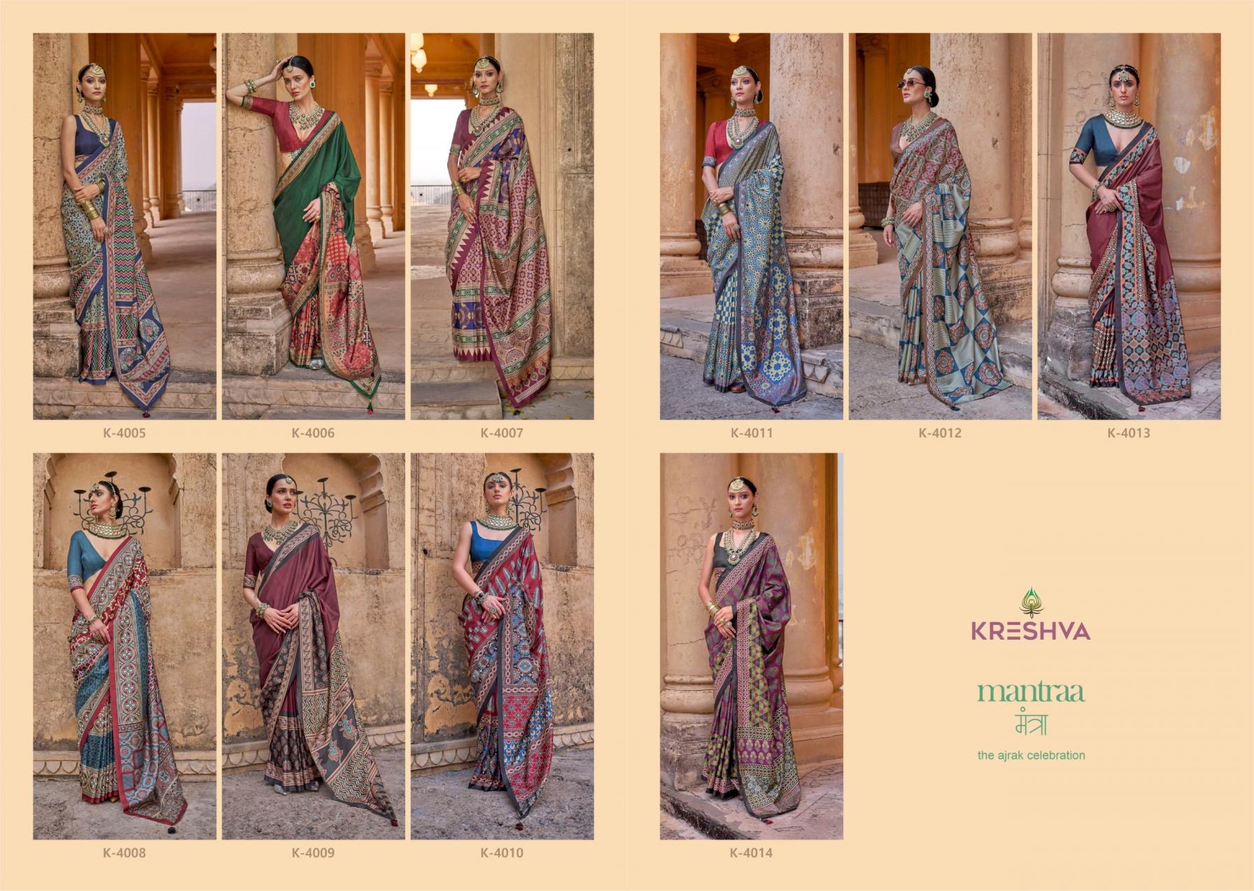 mantra by kreshva 4005-4014 silk party wear saree for womens 