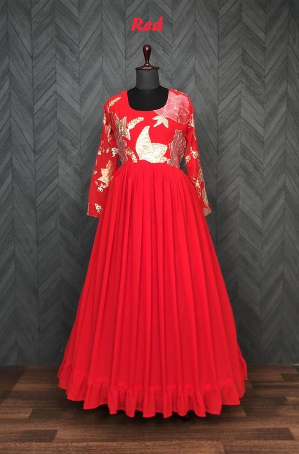 LW 9010 FULLY STITCH STYLISH BLOOMING GEORGETTE LONG GOWN 