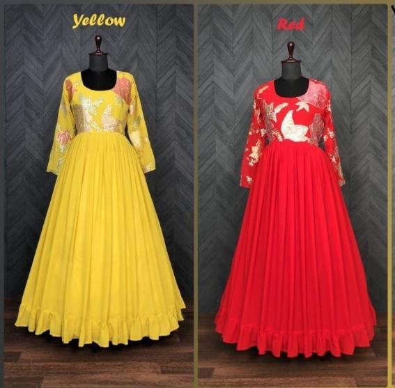 LW 9010 FULLY STITCH STYLISH BLOOMING GEORGETTE LONG GOWN 
