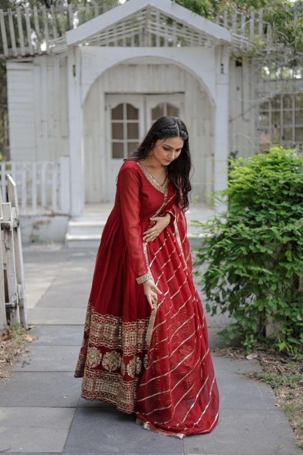 LW 9150 COLORS READYMADE FAUX BLOOMING PARTY WEAR GOWN WITH DUPATTA 