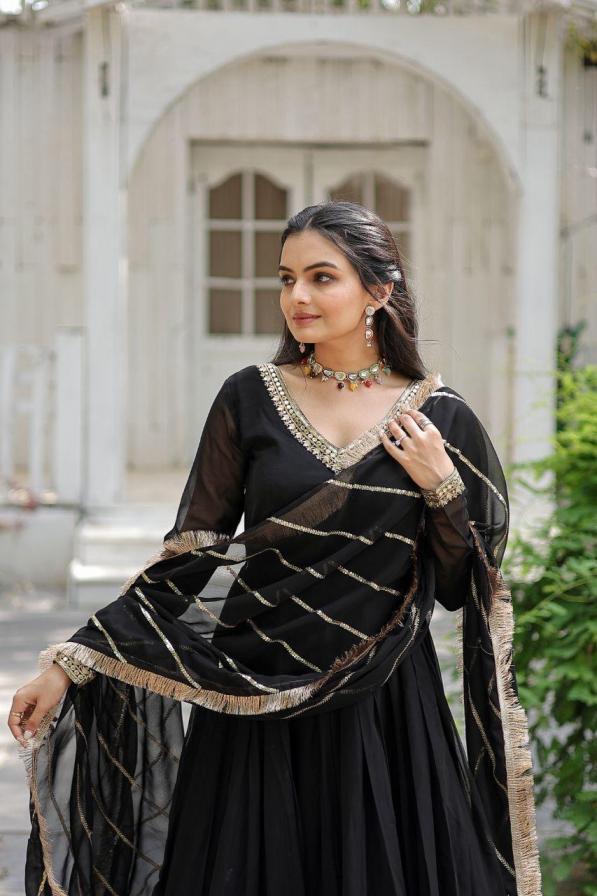 LW 9150 COLORS READYMADE FAUX BLOOMING PARTY WEAR GOWN WITH DUPATTA 