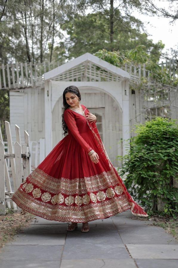LW 9150 COLORS READYMADE FAUX BLOOMING PARTY WEAR GOWN WITH DUPATTA 