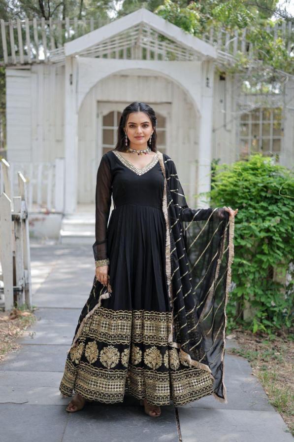 LW 9150 COLORS READYMADE FAUX BLOOMING PARTY WEAR GOWN WITH DUPATTA 