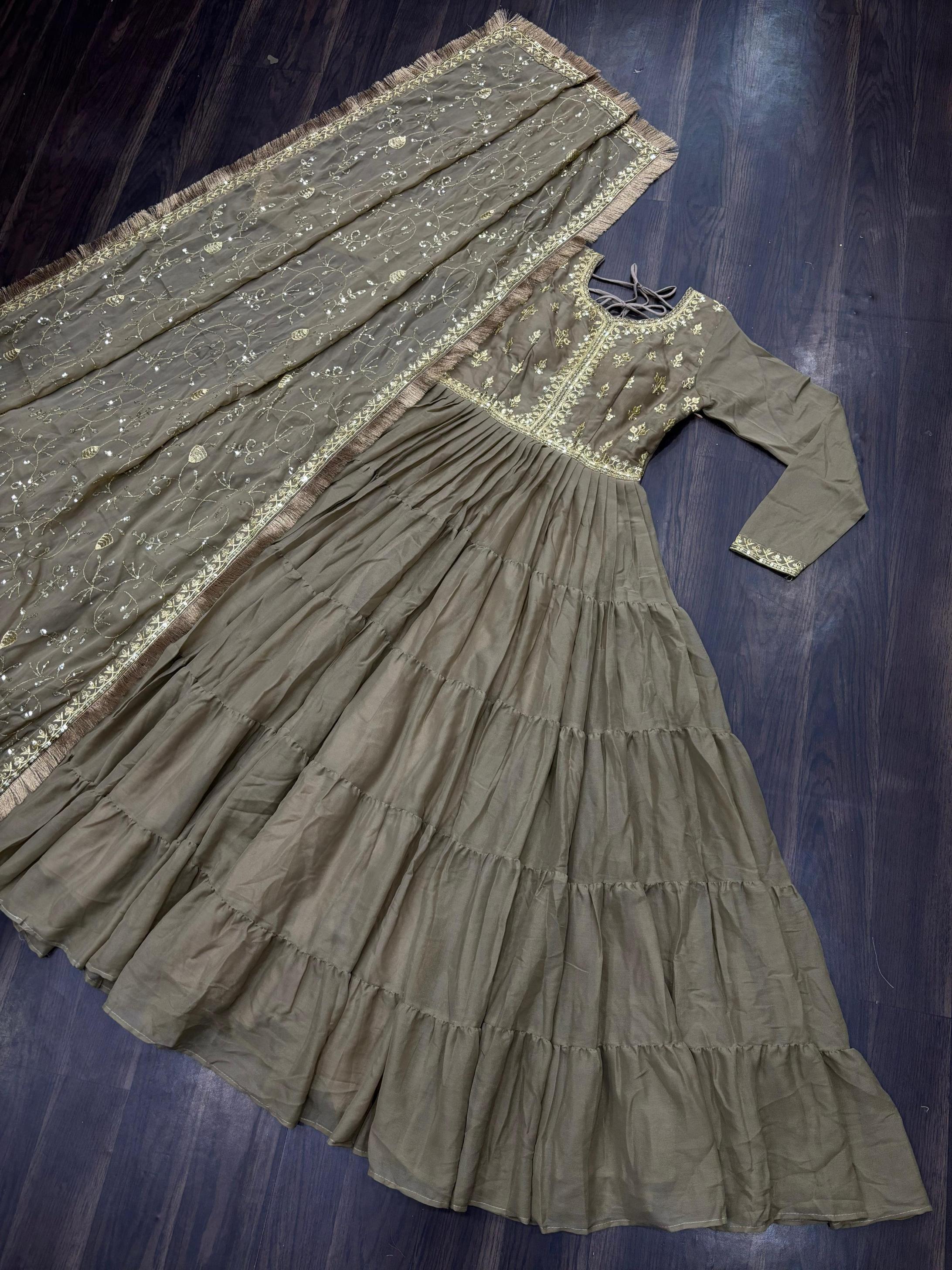 LW 9214 LUXURIOUS STAR GEORGETTE FULL STITCH GOWN WITH DUPATTA FOR WOMEN