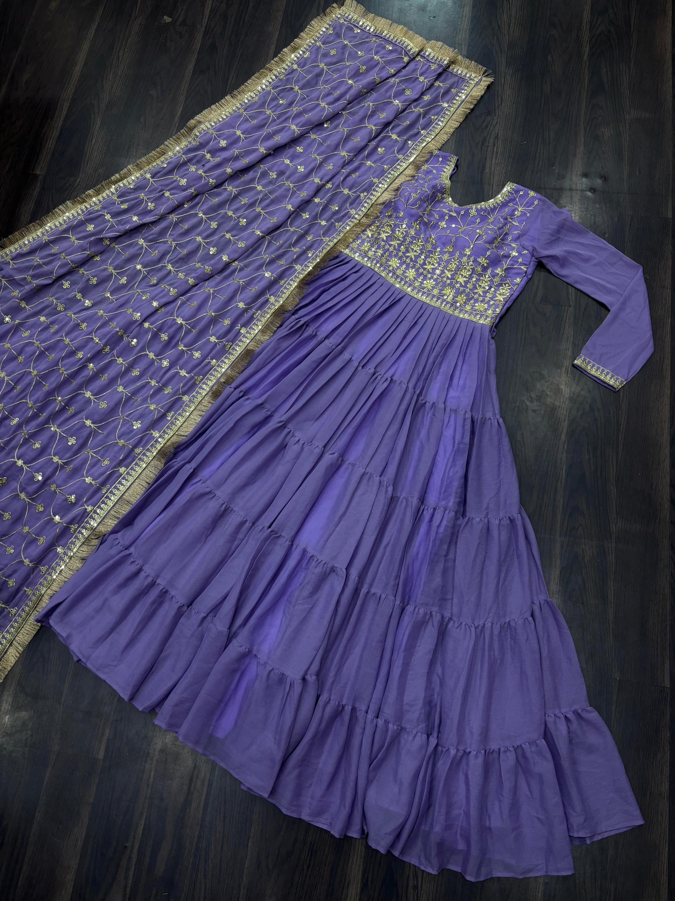 LW 9214 LUXURIOUS STAR GEORGETTE FULL STITCH GOWN WITH DUPATTA FOR WOMEN