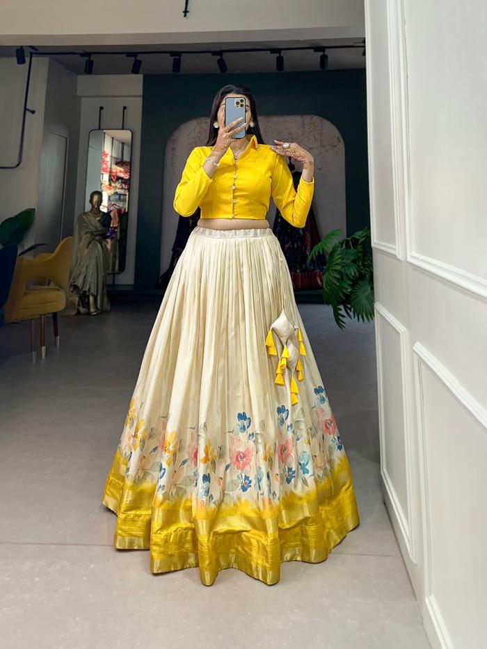 NNK1106 TRADITIONAL DOLA SILK FLORAL PRINT FULLY STITCH LEHENGAS ONLINE 
