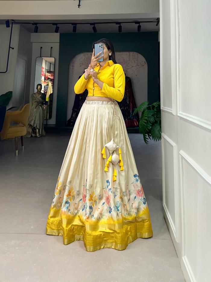 NNK1106 TRADITIONAL DOLA SILK FLORAL PRINT FULLY STITCH LEHENGAS ONLINE 