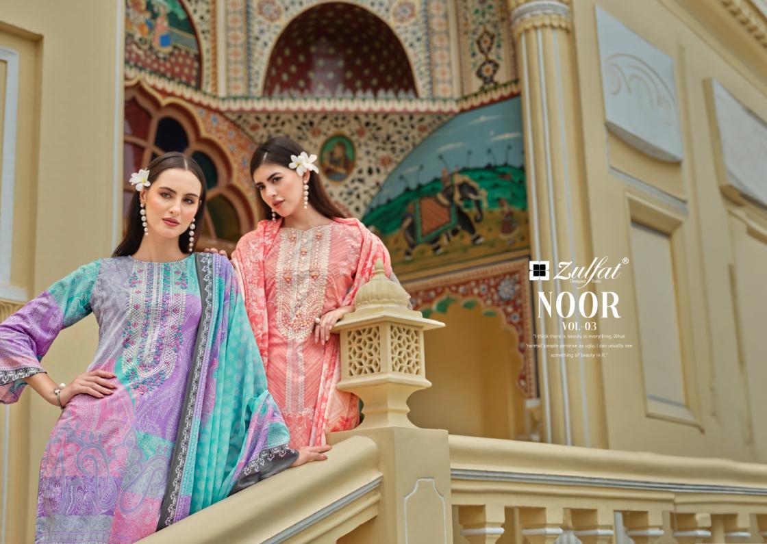 ZULFAT DESIGNER NOOR VOL 3 COTTON UNIQUE PAKISTANI PLUS SIZE 3PCS DRESS