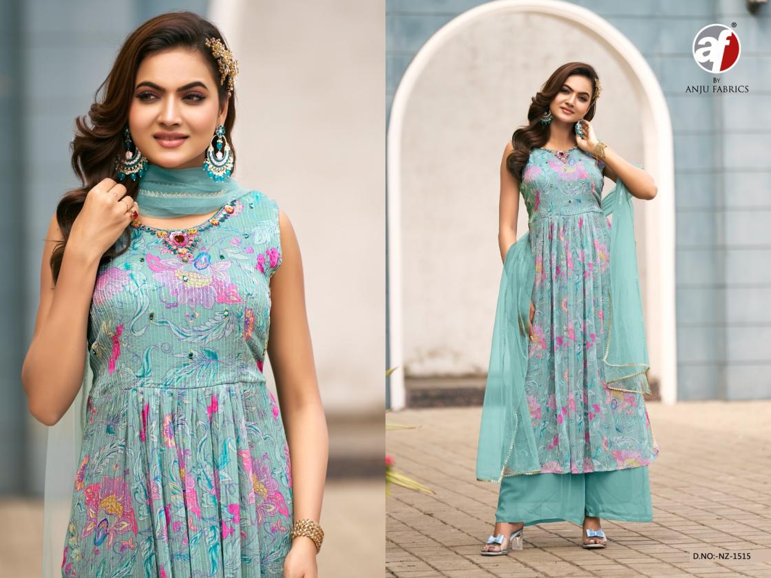 ANJU FAB NZ 1515 CORCHET GEORGETTE ETHNIC READYMADE PLAZZO SUIT FOR LADIES 