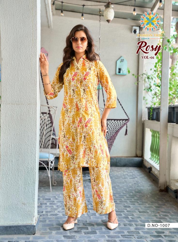 ROSY VOL 1 BY PASSION TREE RAYON ETHNIC FULL STITCH PLUS SIZE CO-ORD FOR WOMENS 