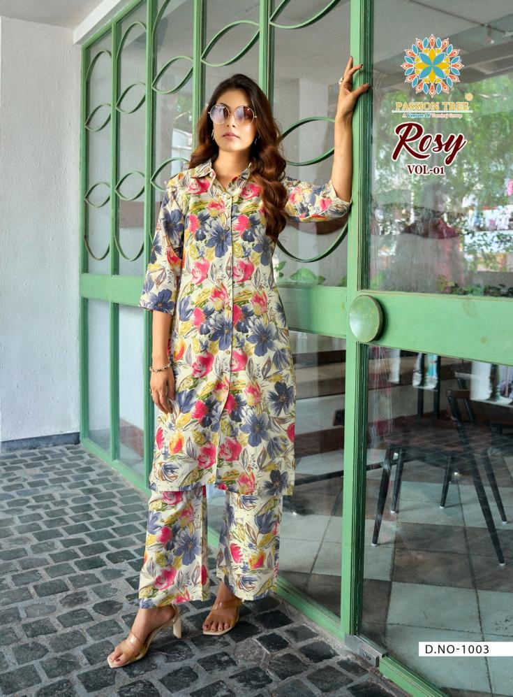 ROSY VOL 1 BY PASSION TREE RAYON ETHNIC FULL STITCH PLUS SIZE CO-ORD FOR WOMENS 