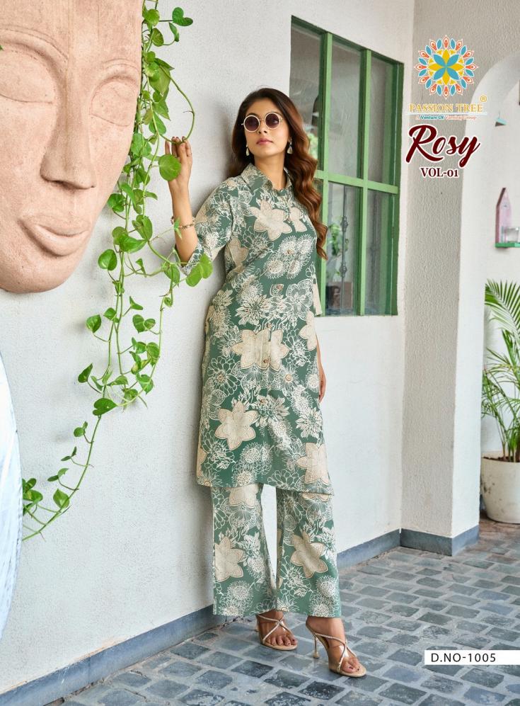 ROSY VOL 1 BY PASSION TREE RAYON ETHNIC FULL STITCH PLUS SIZE CO-ORD FOR WOMENS 