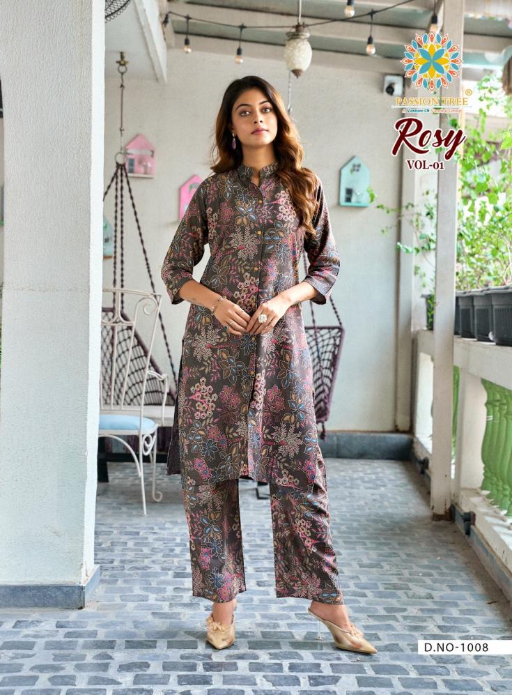 ROSY VOL 1 BY PASSION TREE RAYON ETHNIC FULL STITCH PLUS SIZE CO-ORD FOR WOMENS 