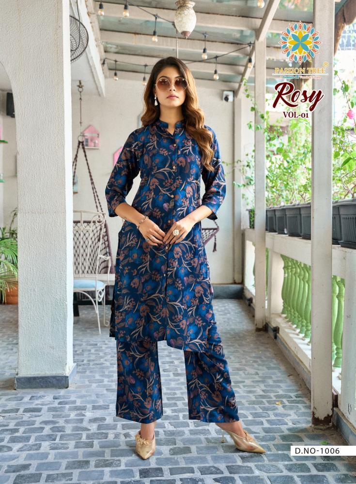 ROSY VOL 1 BY PASSION TREE RAYON ETHNIC FULL STITCH PLUS SIZE CO-ORD FOR WOMENS 