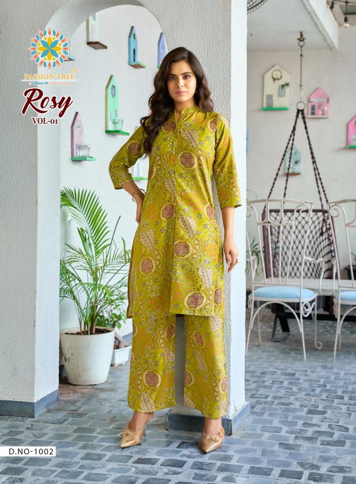 ROSY VOL 1 BY PASSION TREE RAYON ETHNIC FULL STITCH PLUS SIZE CO-ORD FOR WOMENS 