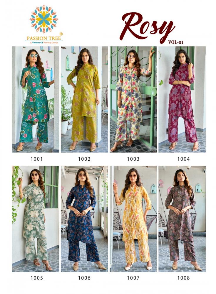 ROSY VOL 1 BY PASSION TREE RAYON ETHNIC FULL STITCH PLUS SIZE CO-ORD FOR WOMENS 