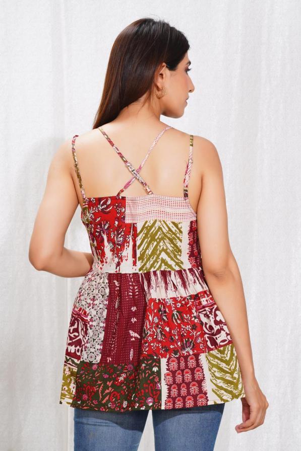 PEPLUM FIT NECKLINE READYMADE STYLISH LOOK COTTON WESTERN TOPS 