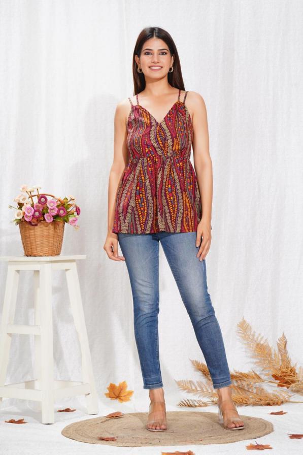 PEPLUM FIT NECKLINE READYMADE STYLISH LOOK COTTON WESTERN TOPS 