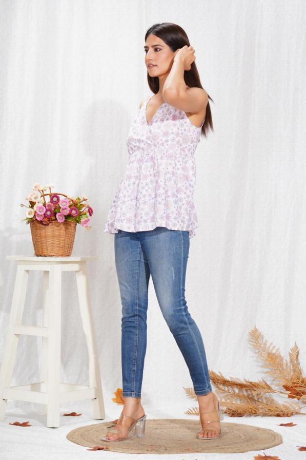 PEPLUM FIT NECKLINE READYMADE STYLISH LOOK COTTON WESTERN TOPS 