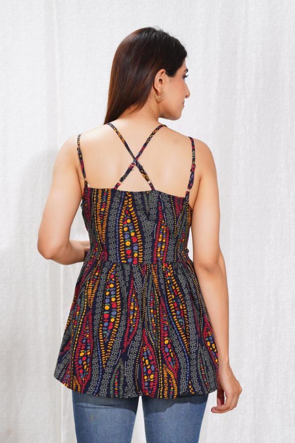 PEPLUM FIT NECKLINE READYMADE STYLISH LOOK COTTON WESTERN TOPS 