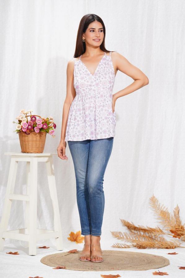 PEPLUM FIT NECKLINE READYMADE STYLISH LOOK COTTON WESTERN TOPS 
