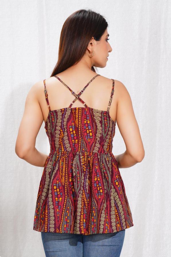 PEPLUM FIT NECKLINE READYMADE STYLISH LOOK COTTON WESTERN TOPS 