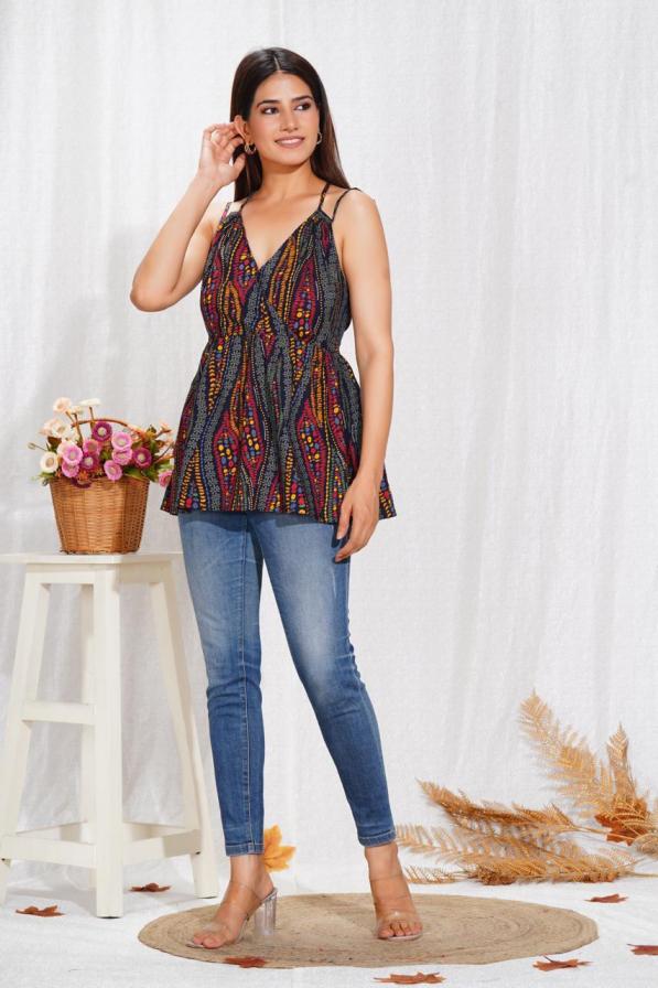 PEPLUM FIT NECKLINE READYMADE STYLISH LOOK COTTON WESTERN TOPS 