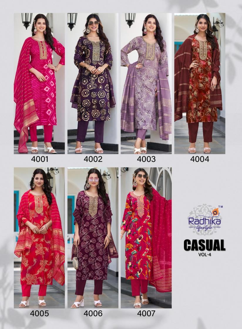 CASUAL VOL 4 BY RADHIKA LIFESTYLE RAYON DESIGNER BIG SIZE READYMADE SALWAR KAMEEZ  