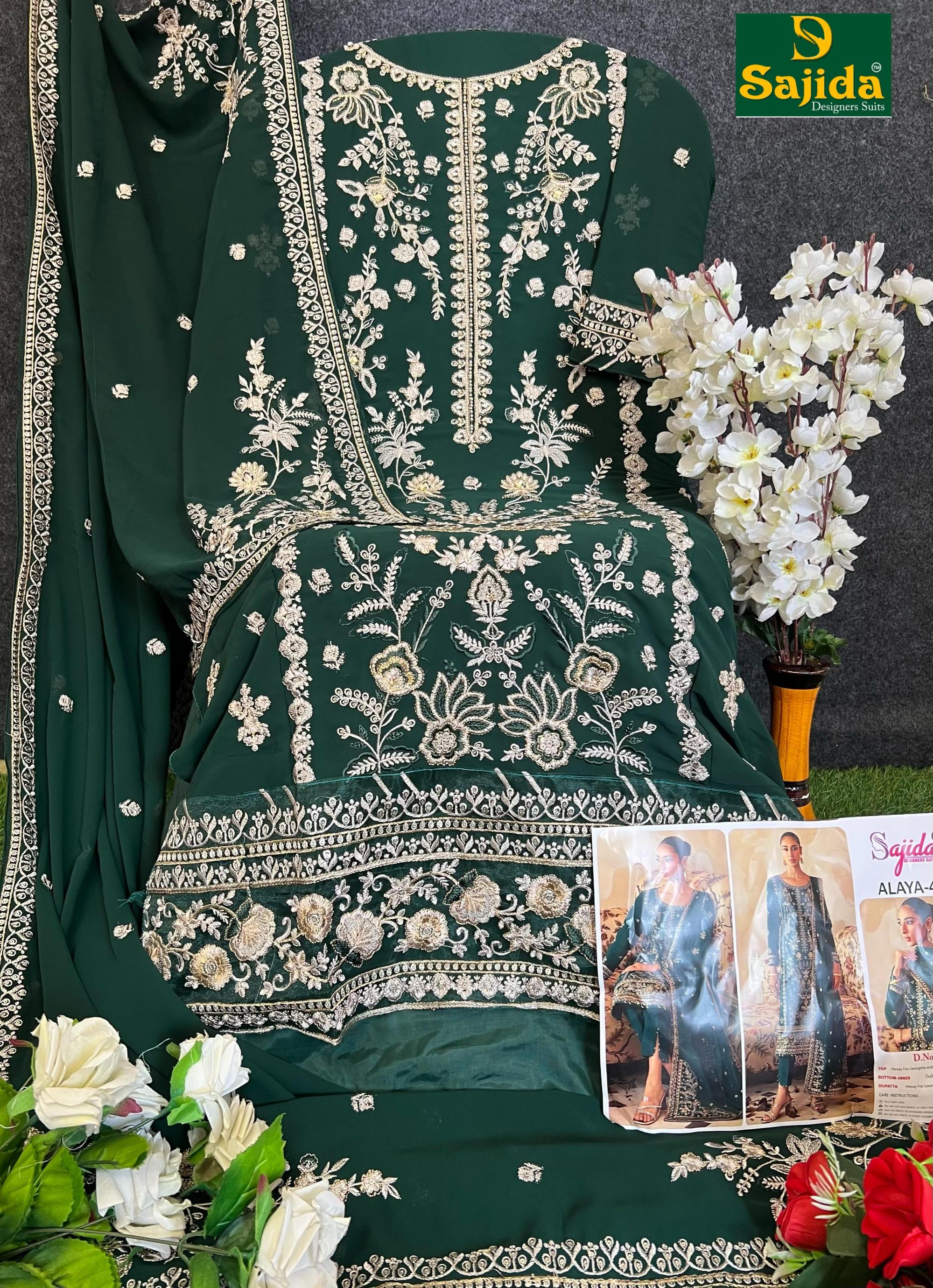 ALAYA VOL 4 BY SAJIDA DESIGNER 1035 GEORGETTE MODERN PAKISTANI BIG SIZE 3PCS DRESS